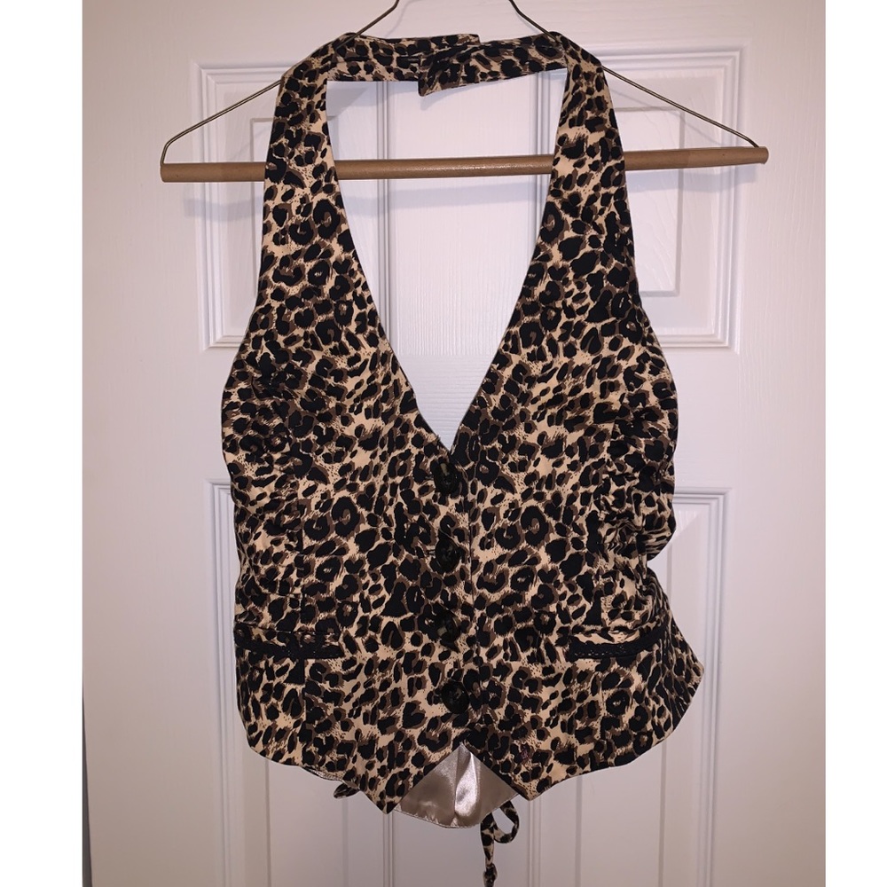 Leopard halter top
